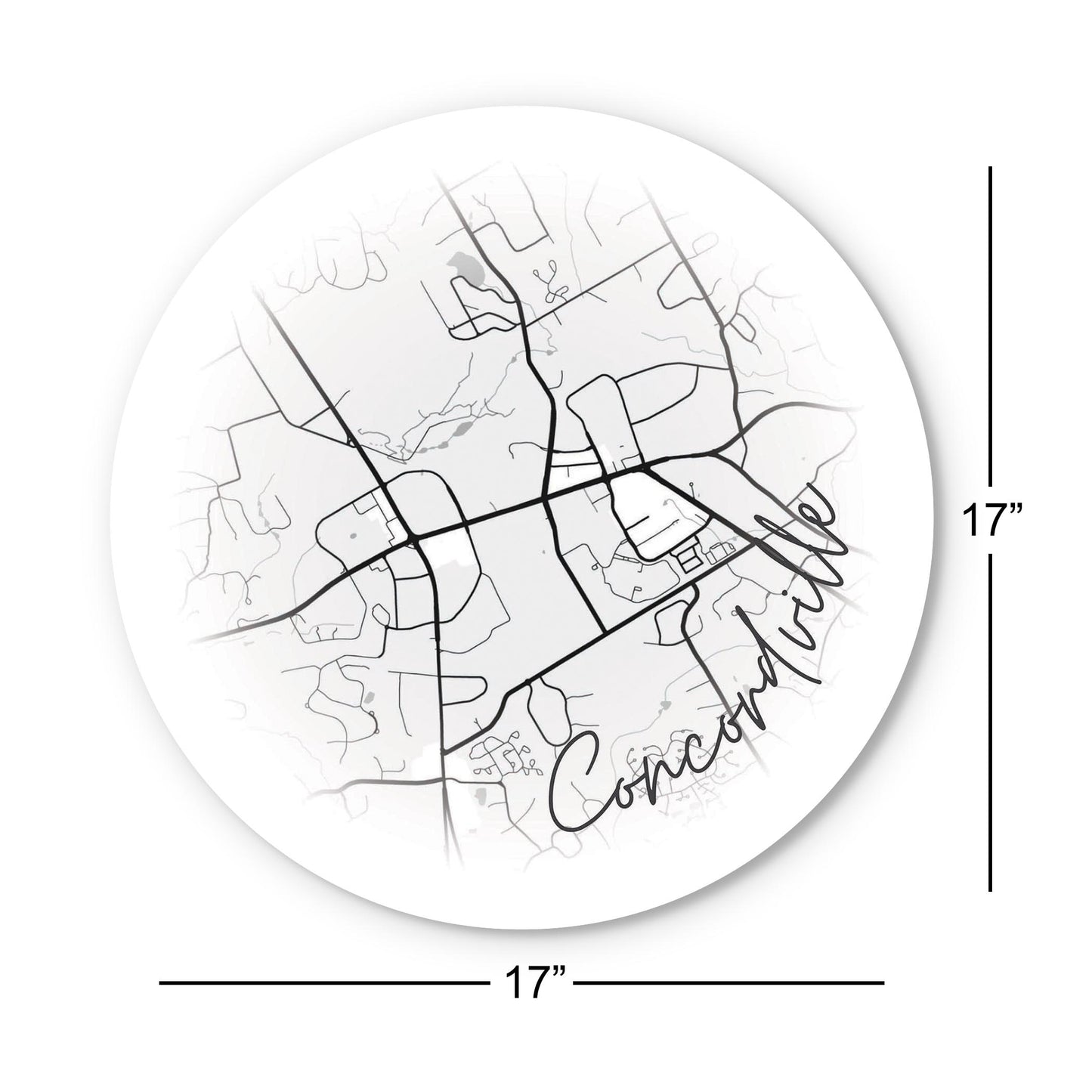 Minimalistic B&W Pennsylvania Concordville Circle Map | Wood Sign | Eaches | Min 1