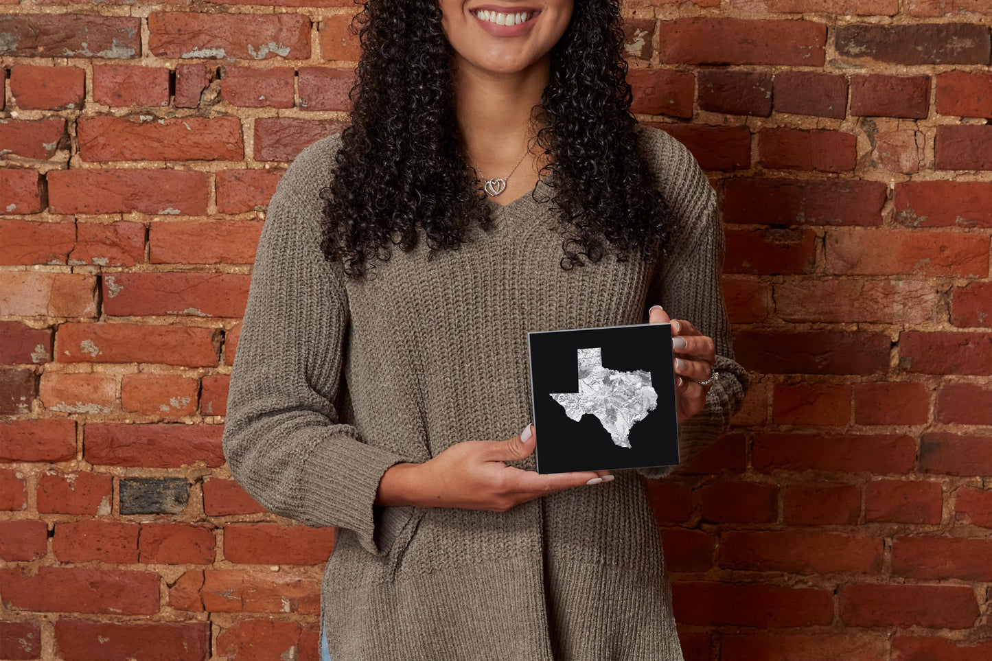Minimalistic B&W Texas Metal State Shape | Wood Block | Eaches | Min 4