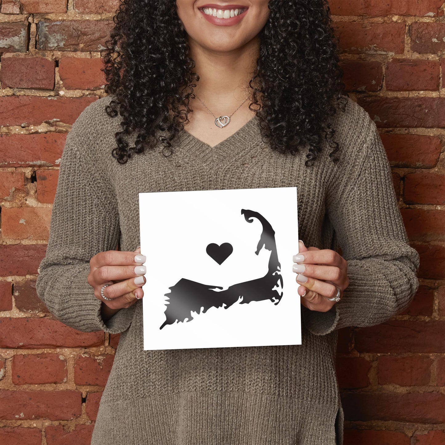 Minimalistic B&W Cape Cod With Heart | Hi-Def Glass Art | Eaches | Min 2