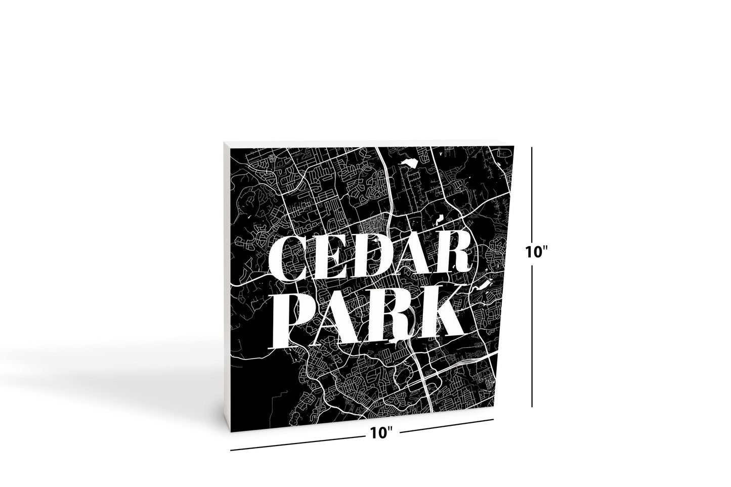 Minimalistic B&W Texas Cedar Park Map | Wood Block | Eaches | Min 2