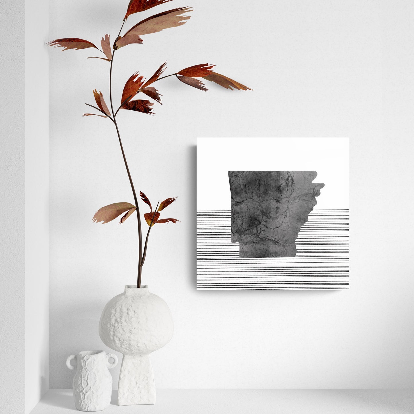 B&W Minimalist Arkansas Lines | Hi-Def Glass Art | Eaches | Min 2