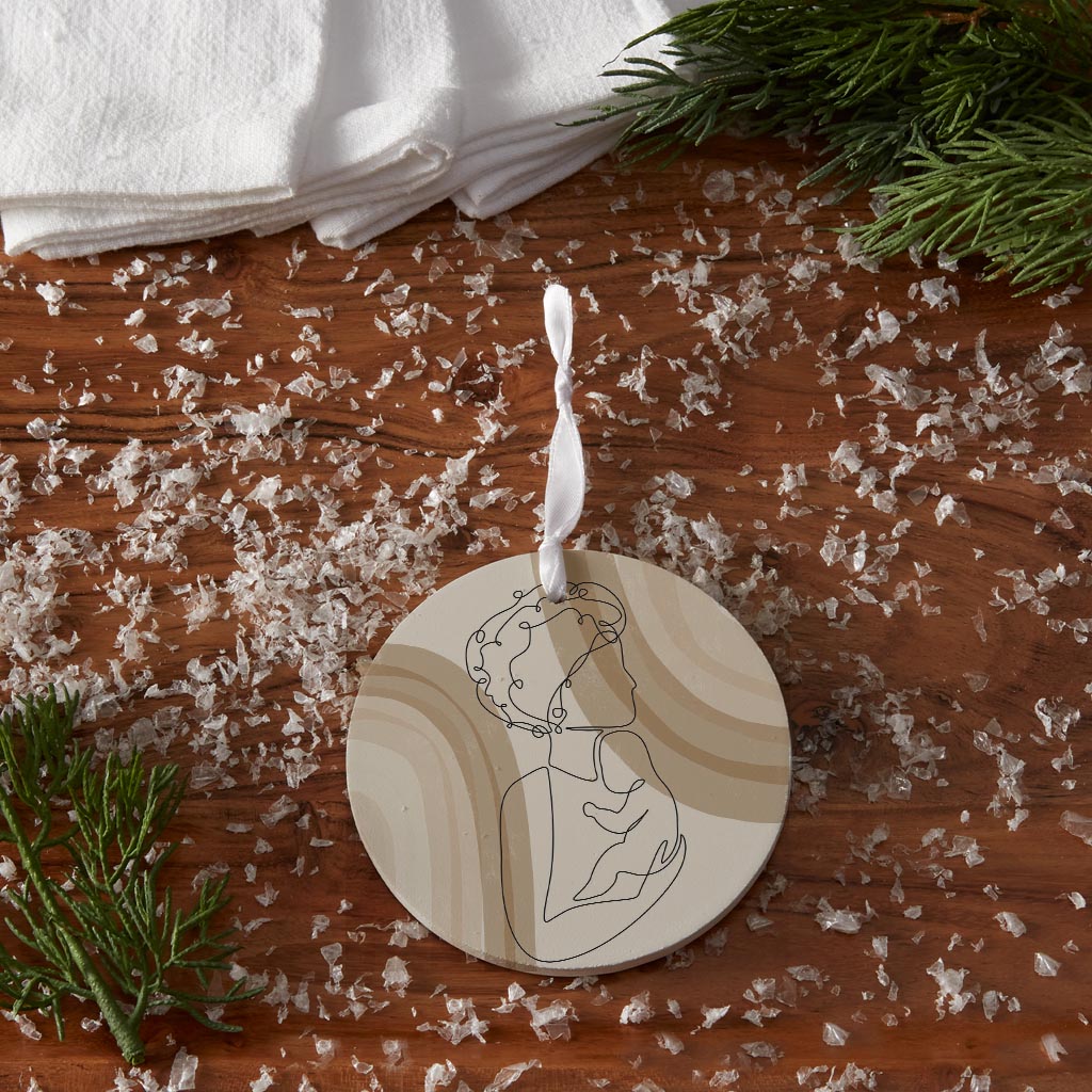 Modern Minimalist Mothers Day Mom Baby | Wood Ornament | Eaches | Min 6