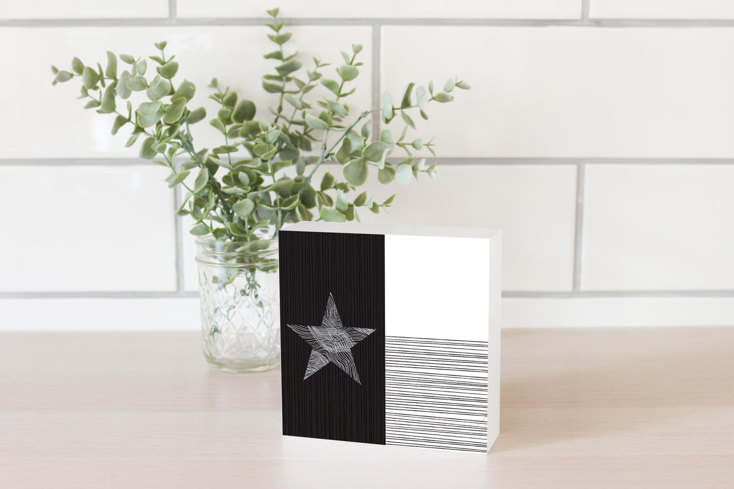 Modern Texas State Flag Abstract Lines | Wood Block | Eaches | Min 4