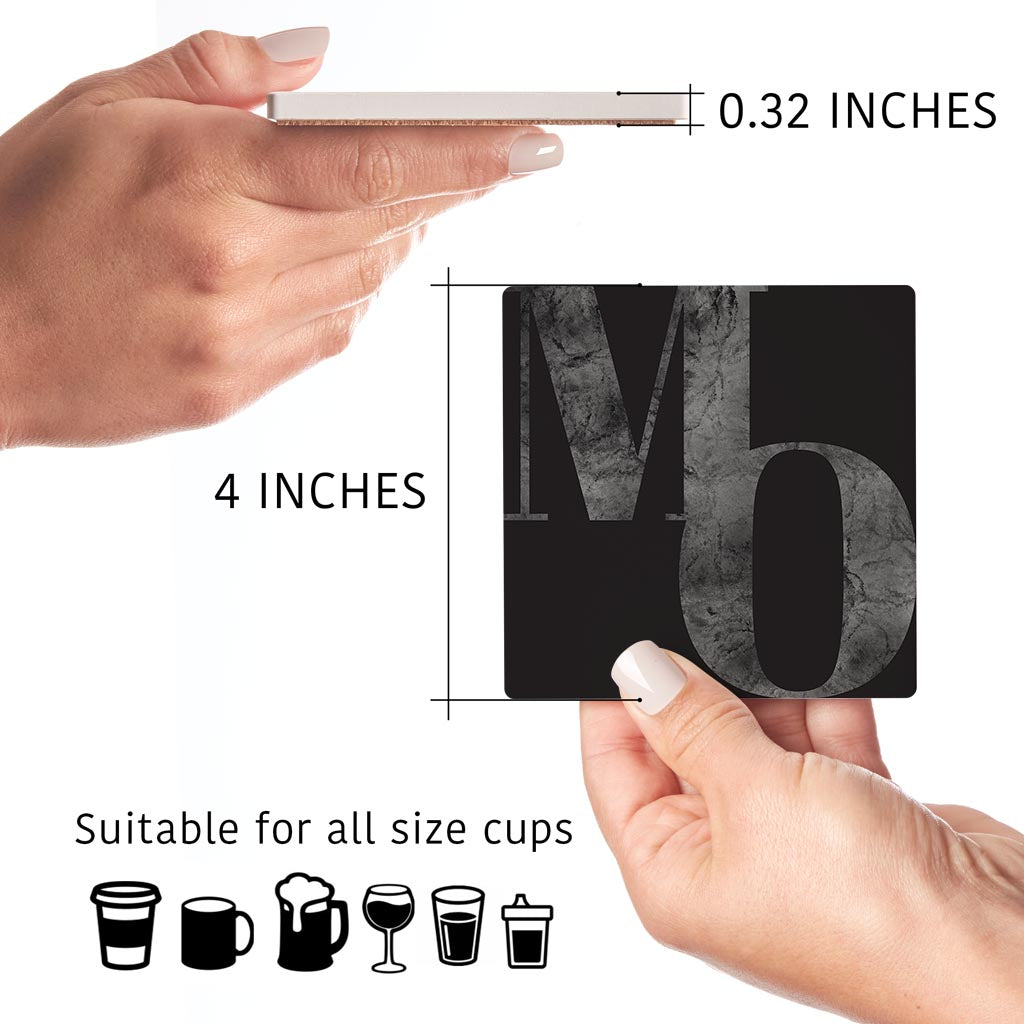 Minimalist B&W Missouri Initials State Shapes | Absorbent Coasters | Set of 4 | Min 2