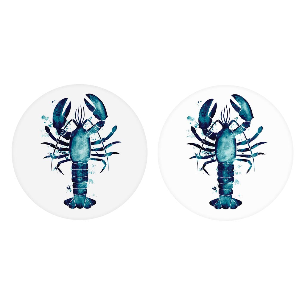 New England Water Color Lobster | Absorbent Car Coasters | Set of 2 | Min 4
