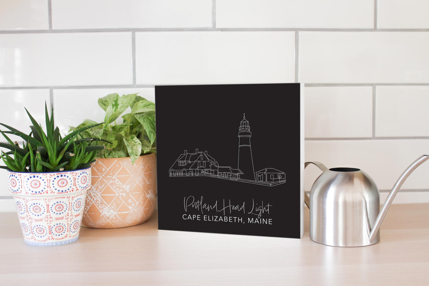 Black Portland Head Light | Wood Block | Eaches | Min 2