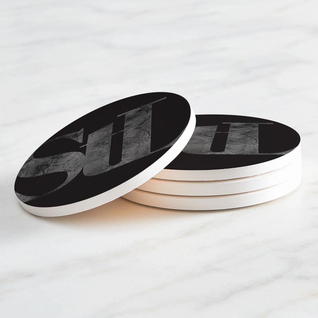 Minimalist B&W Missouri St Louis Black Initials | Absorbent Coasters | Set of 4 | Min 2