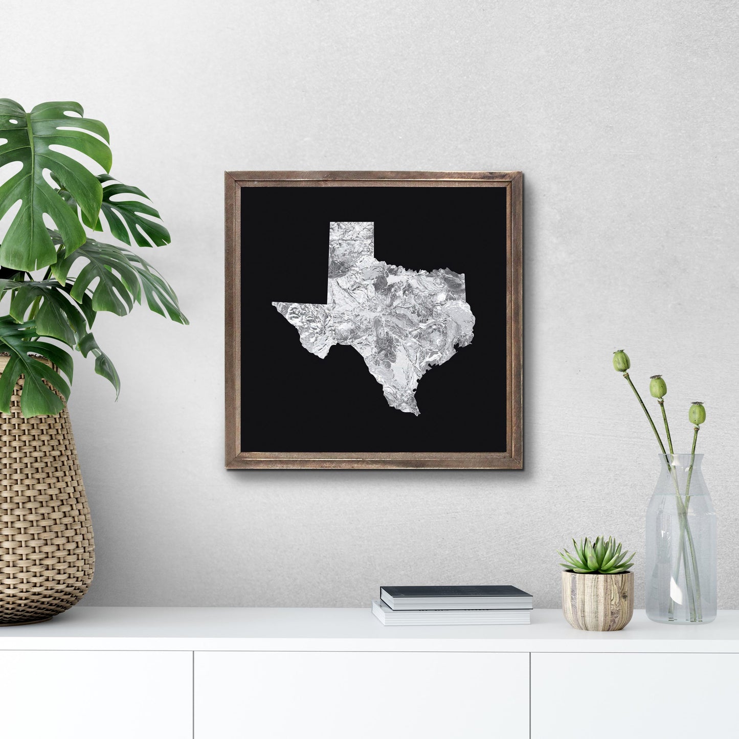 Minimalistic B&W Texas Metal State Shape | Wood Sign | Eaches | Min 1