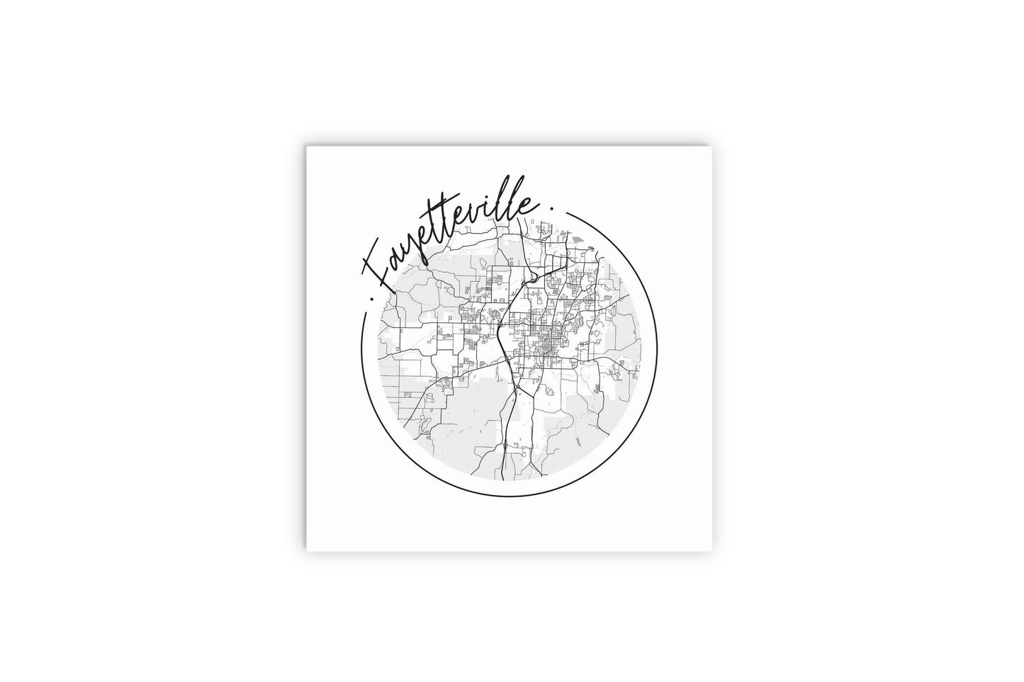 B&W Minimalist Arkansas Fayetteville Circle Map | Wood Sign | Eaches | Min 2
