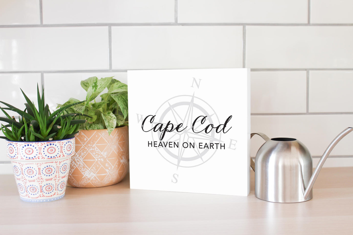 Minimalistic B&W Cape Cod Heaven On Earth | Wood Block | Eaches | Min 2