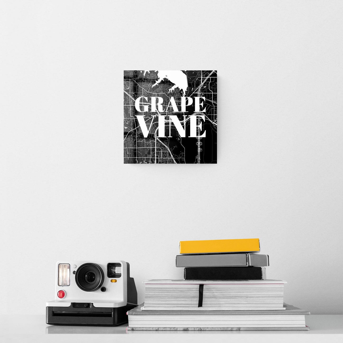 Minimalistic B&W Texas Grapevine Map | Hi-Def Glass Art | Eaches | Min 2