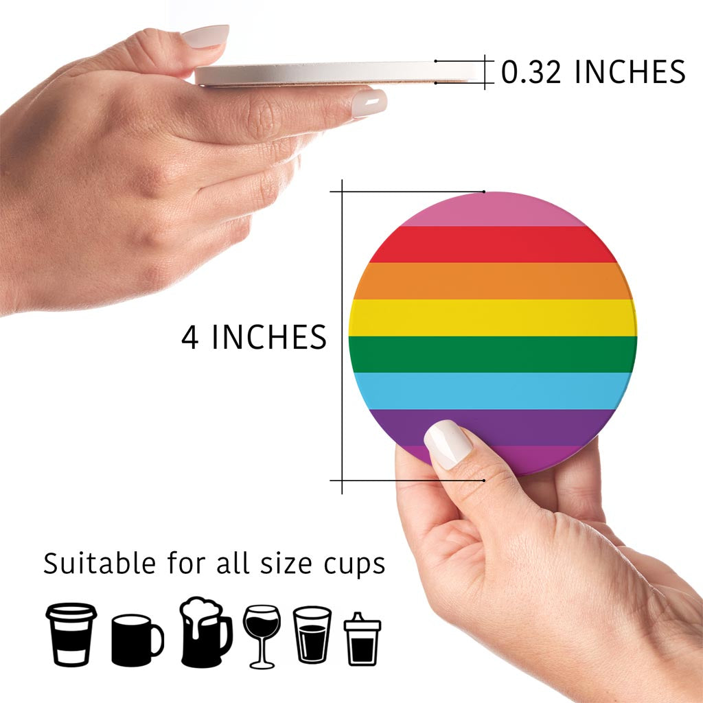 Original Pride Flag Colors | Absorbent Coasters | Set of 4 | Min 2