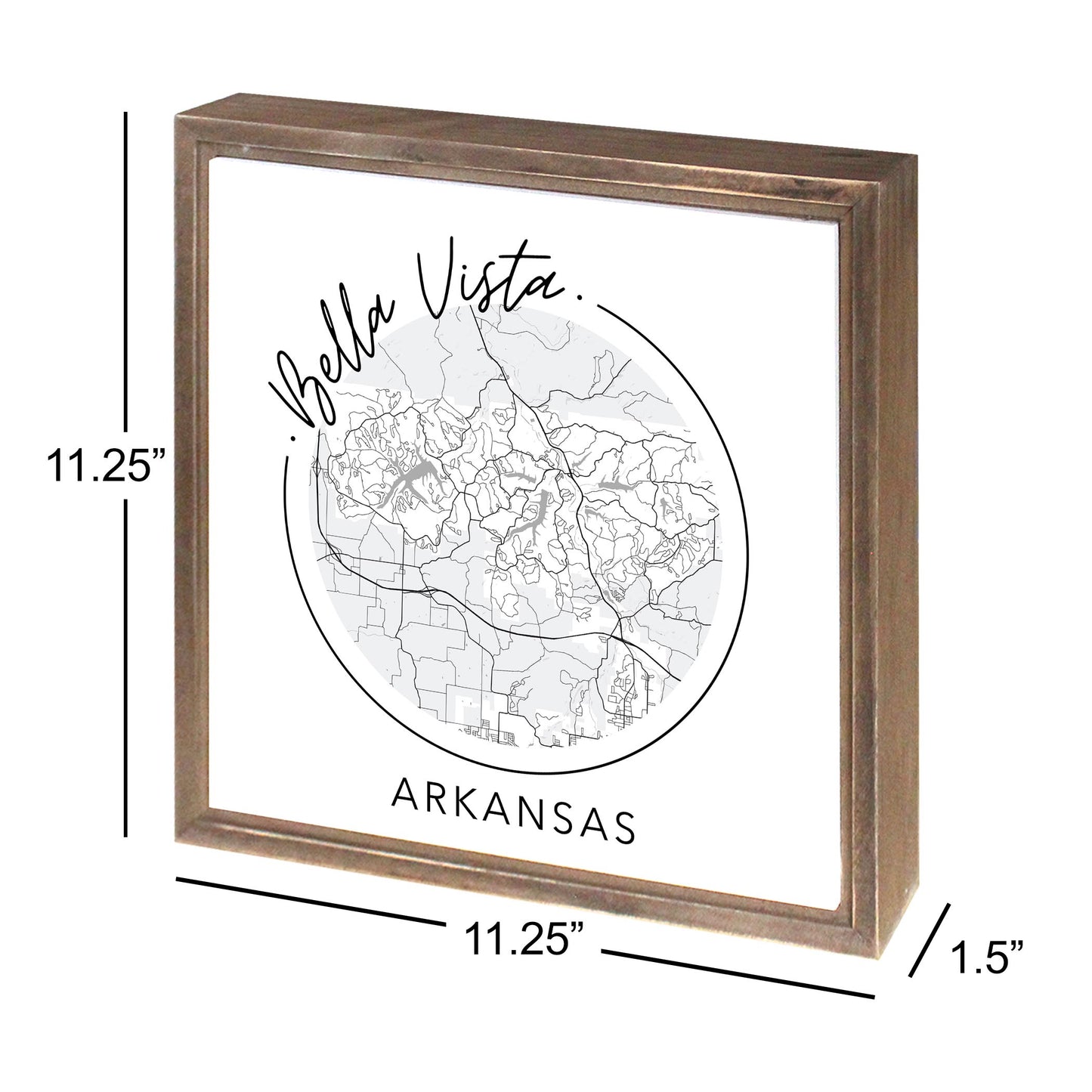 Minimalist B&W Arkansas Bella Vista Circle Map State | Wood Sign | Eaches | Min 1