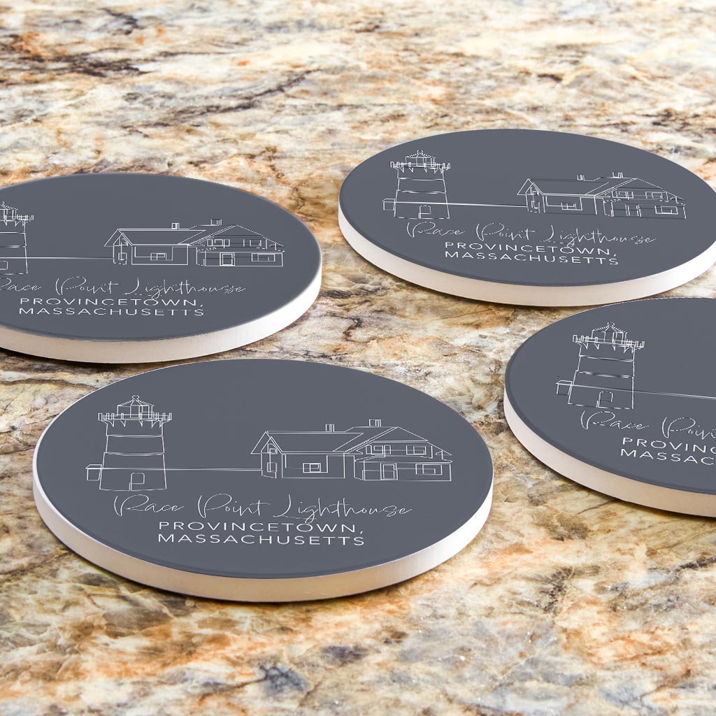 Race Point Lighthouse Muted Coastal | Absorbent Coasters | Set of 4 | Min 2