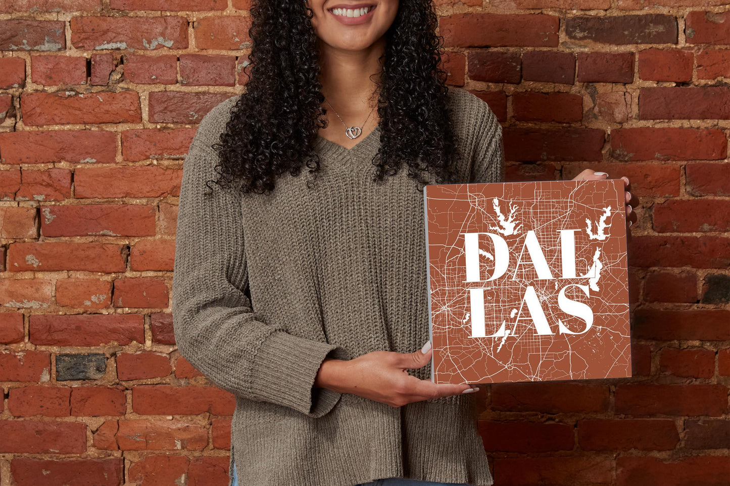 Modern Minimalist Dallas Texas Map | Wood Block | Eaches | Min 2