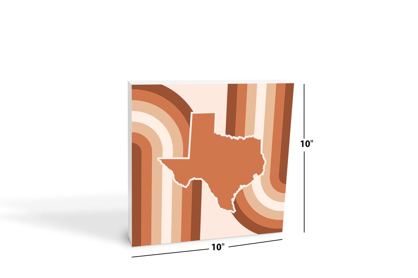 Modern Minimalist Texas State Shape Retro Lines | Wood Block | Eaches | Min 2
