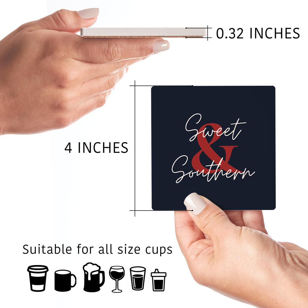 Modern Minimalist Texas Colors Sweet Southern | Absorbent Coasters | Set of 4 | Min 2