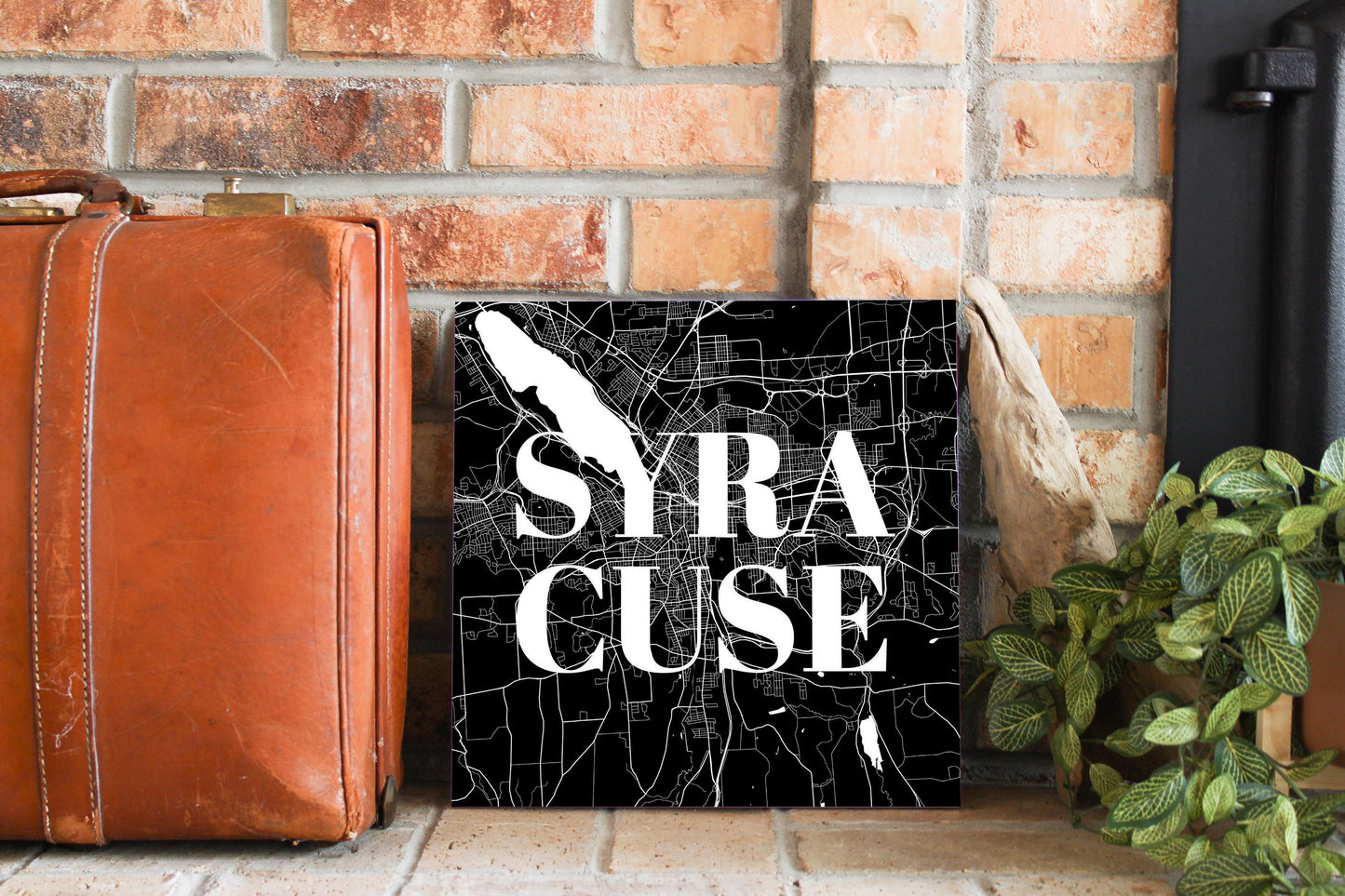 Minimalistic B&W New York Syracuse Map | Wood Sign | Eaches | Min 2