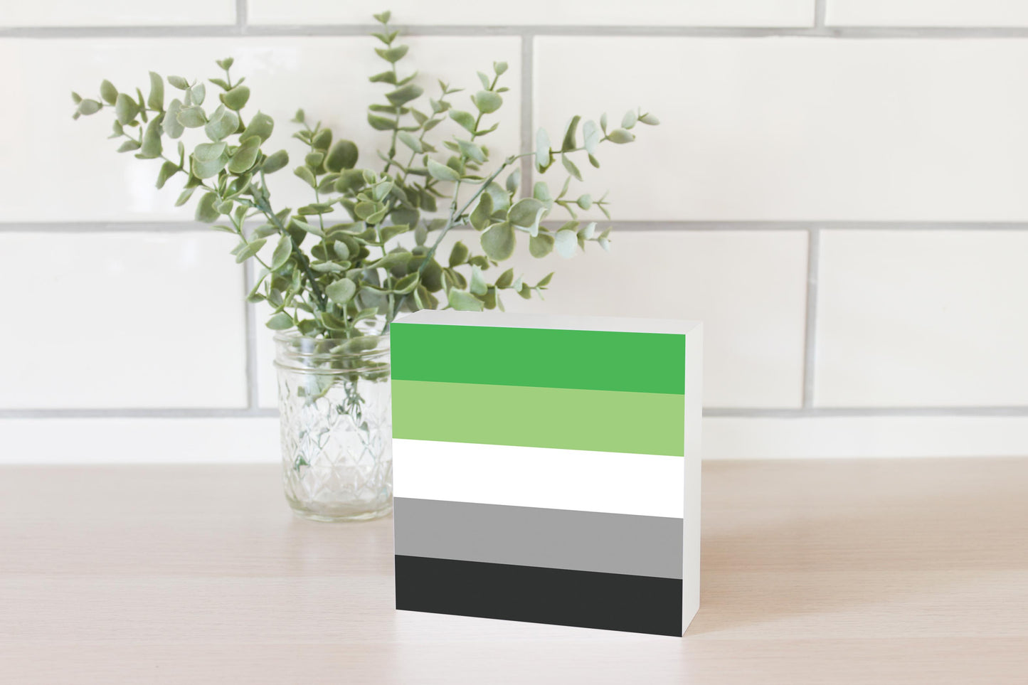 Aromantic Pride Flag Colors | Wood Block | Eaches | Min 4