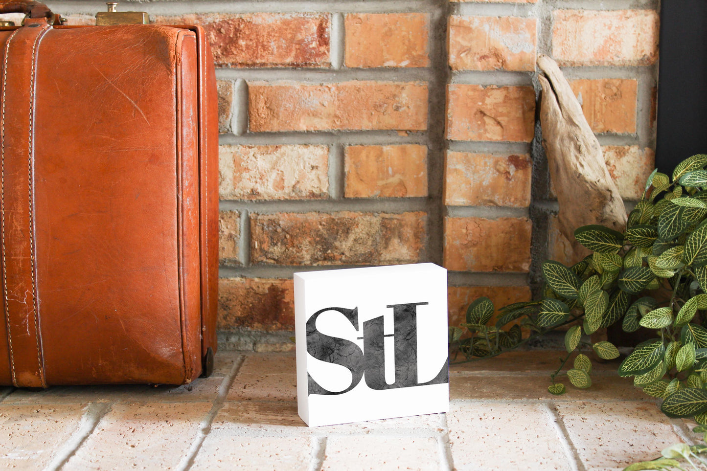 Minimalist B&W Missouri St Louis White Initials | Wood Block | Eaches | Min 4