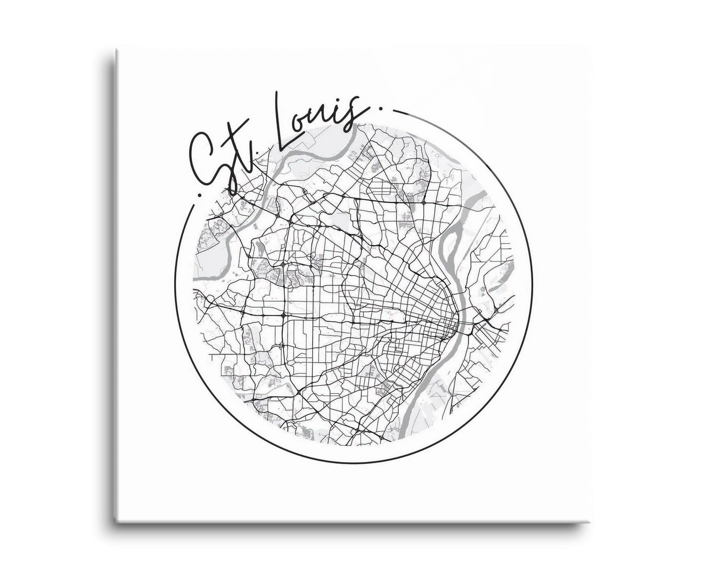 Minimalist B&W Missouri St Louis Circle Map | Hi-Def Glass Art | Eaches | Min 2