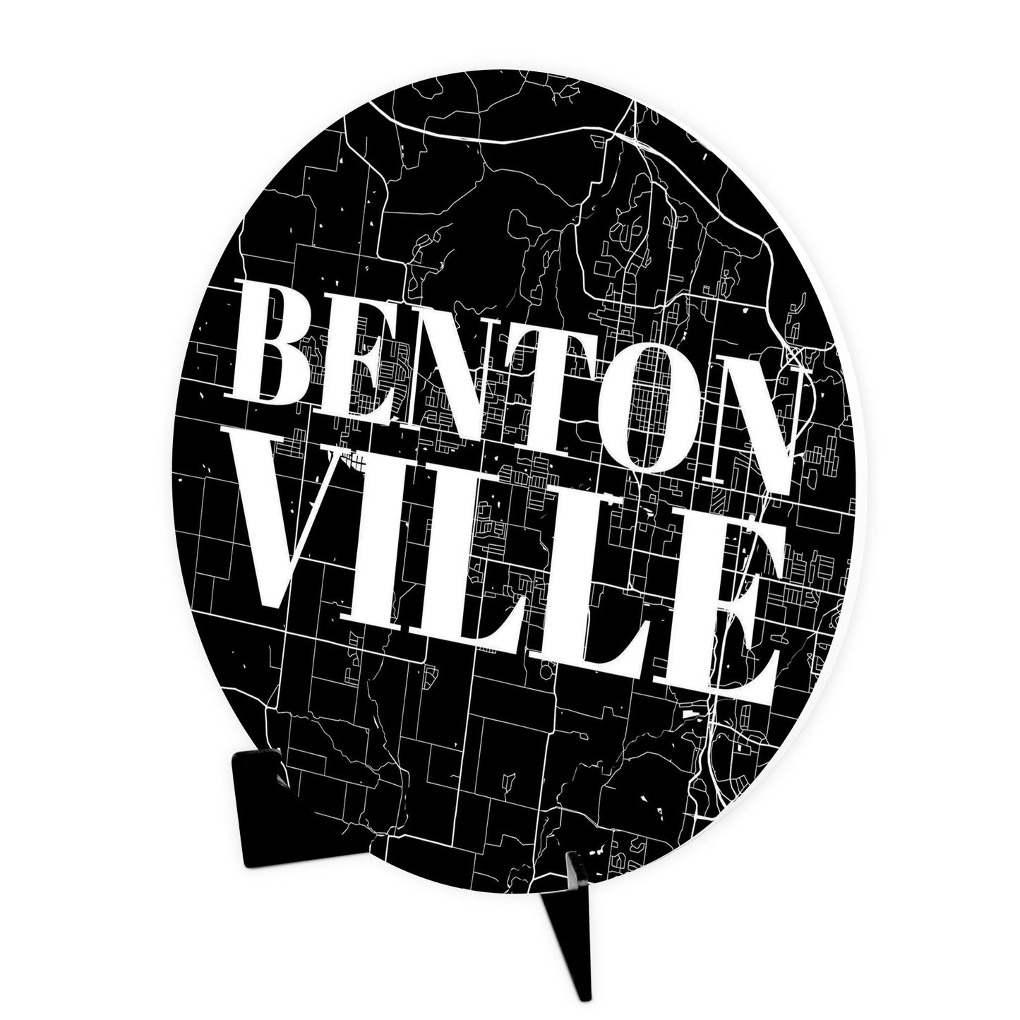Minimalist B&W Arkansas Bentonville Map | Wood Sign | Eaches | Min 1