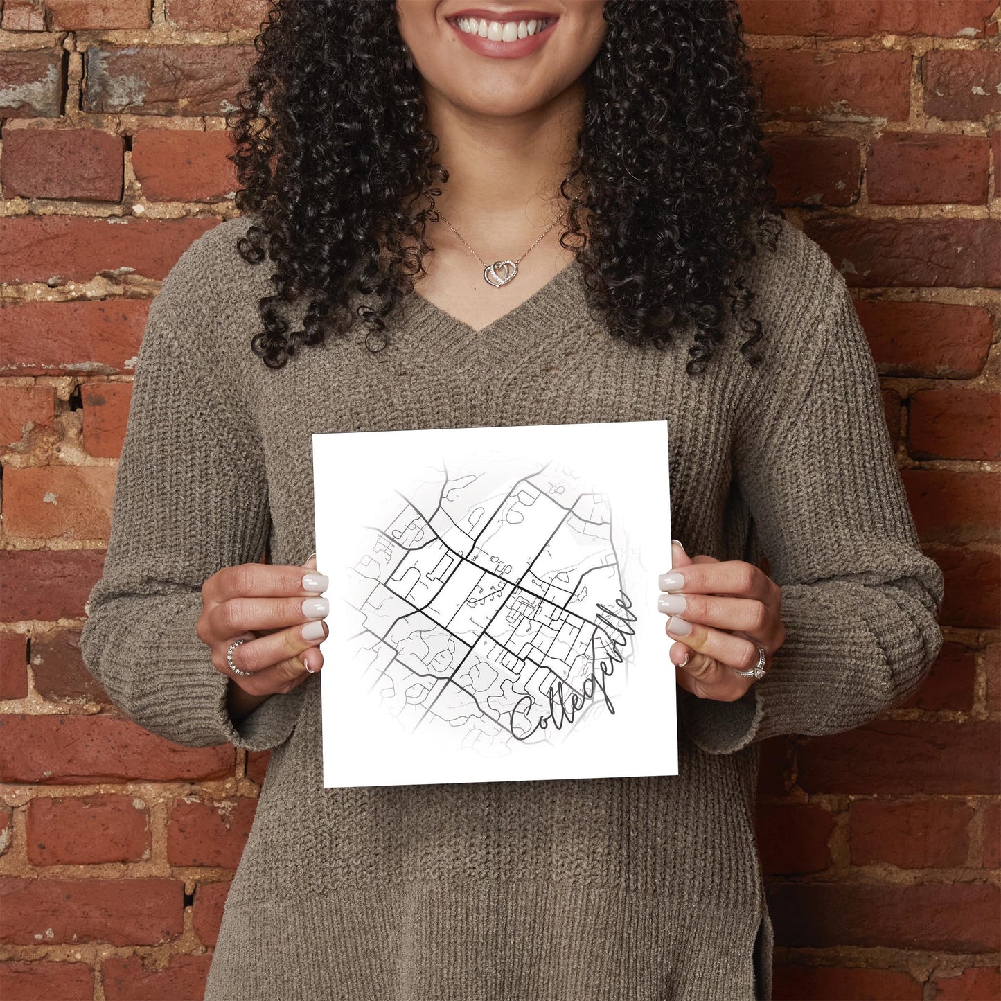 Minimalistic B&W Pennsylvania Collegeville Circle Map | Hi-Def Glass Art | Eaches | Min 2