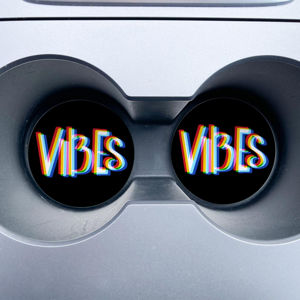 Funky Vibes Illusion In Black | Absorbent Car Coasters | Set of 2 | Min 4