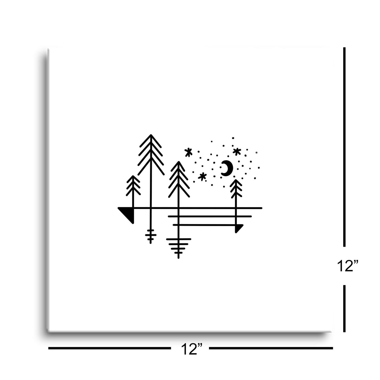 Minimalistic Tree Line Drawing On White | Hi-Def Glass Art | Eaches | Min 1