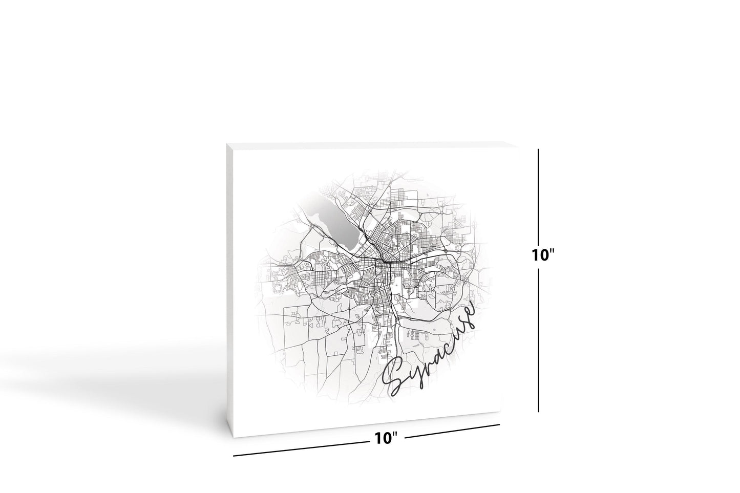 Minimalistic B&W New York Syracuse Faded Circle Map | Wood Block | Eaches | Min 2