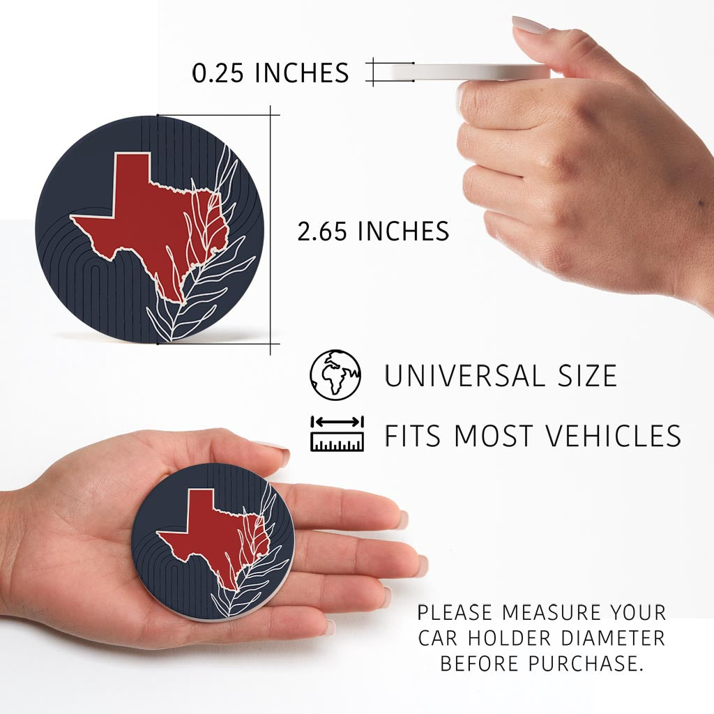 Modern Minimalist Texas Colors Shape Leaf | Absorbent Car Coasters | Set of 2 | Min 4