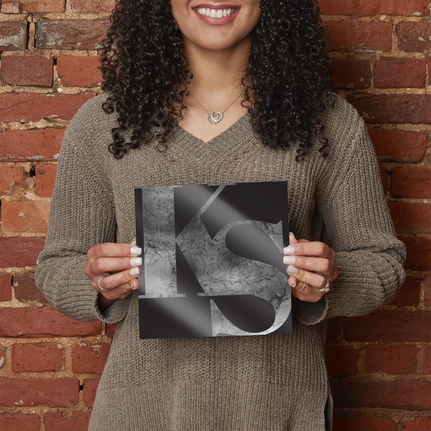 Minimalist B&W Kansas Black Initials | Hi-Def Glass Art | Eaches | Min 2