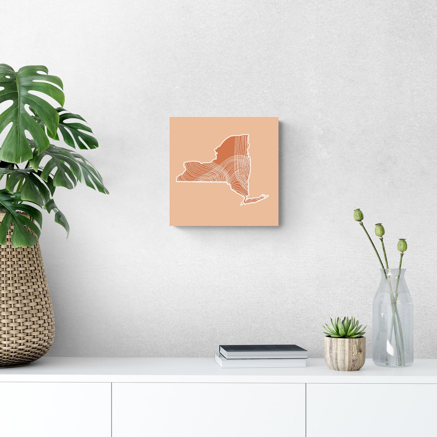 Modern Minimalist New York State Fluid Lines Light | Wood Sign | Eaches | Min 2