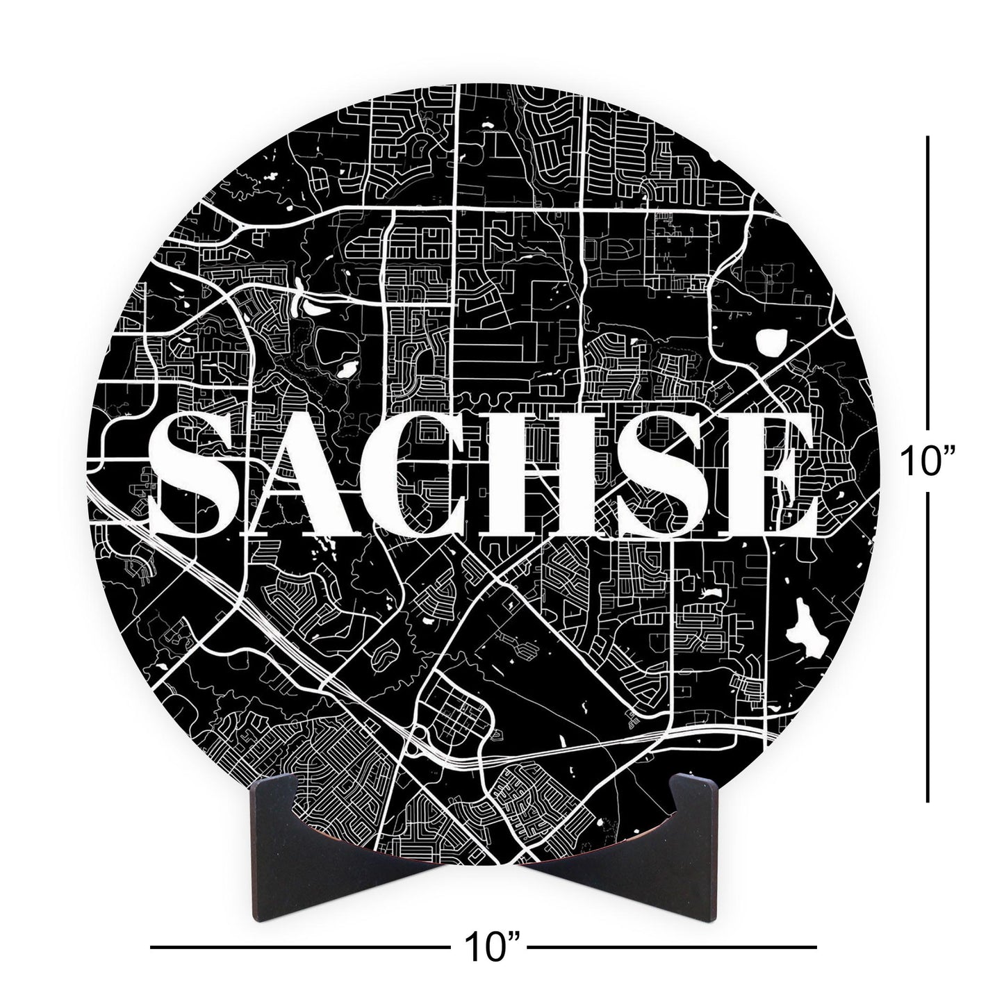 Minimalistic B&W Texas Sachse Map | Wood Sign | Eaches | Min 1