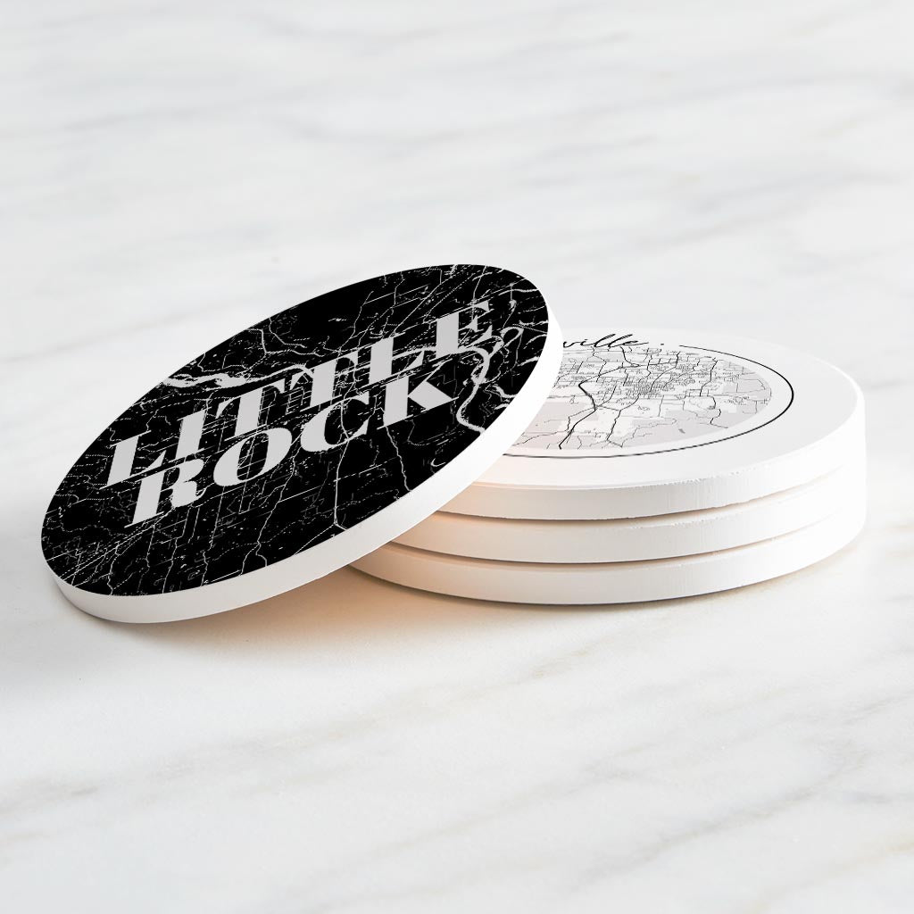 B&W Minimalist Arkansas Maps | Absorbent Coasters | Set of 4 | Min 2
