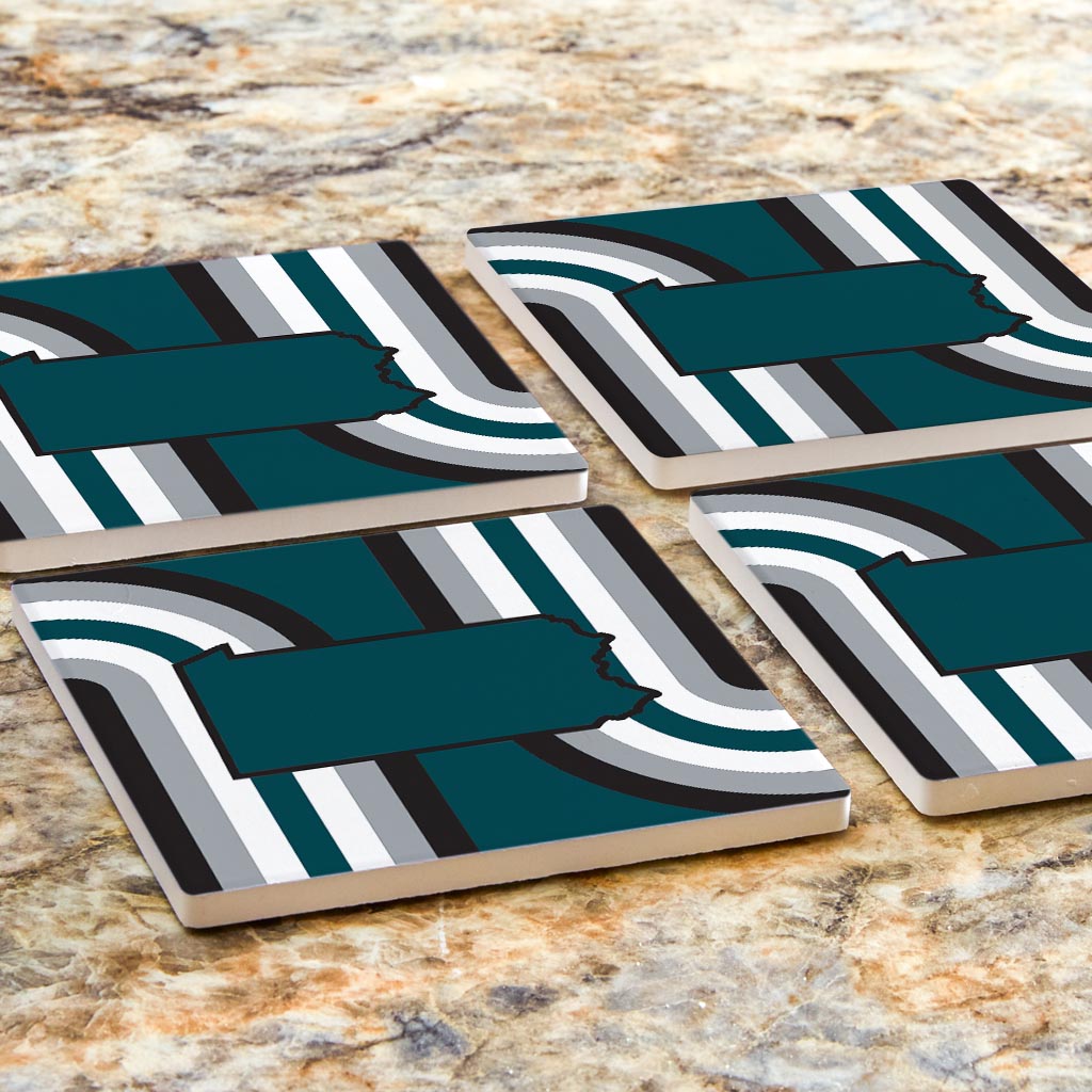 Modern Minimalist Pennsylvania Retro Shape | Absorbent Coasters | Set of 4 | Min 2