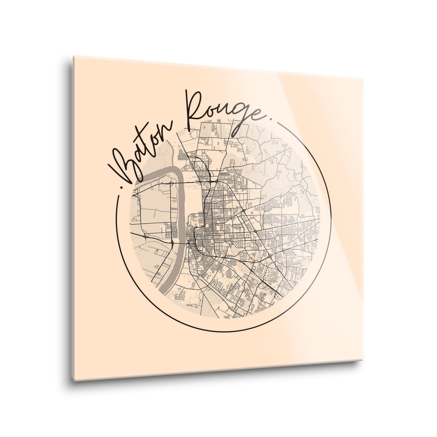 Louisiana Colorful Baton Rouge Circle Map | Hi-Def Glass Art | Eaches | Min 2