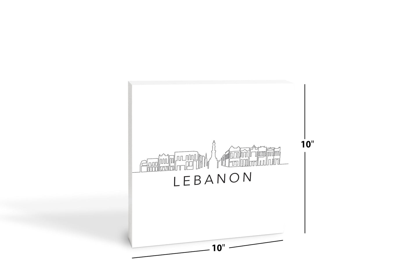 Minimalist B&W Tennessee Lebanon Skyline | Wood Block | Eaches | Min 2