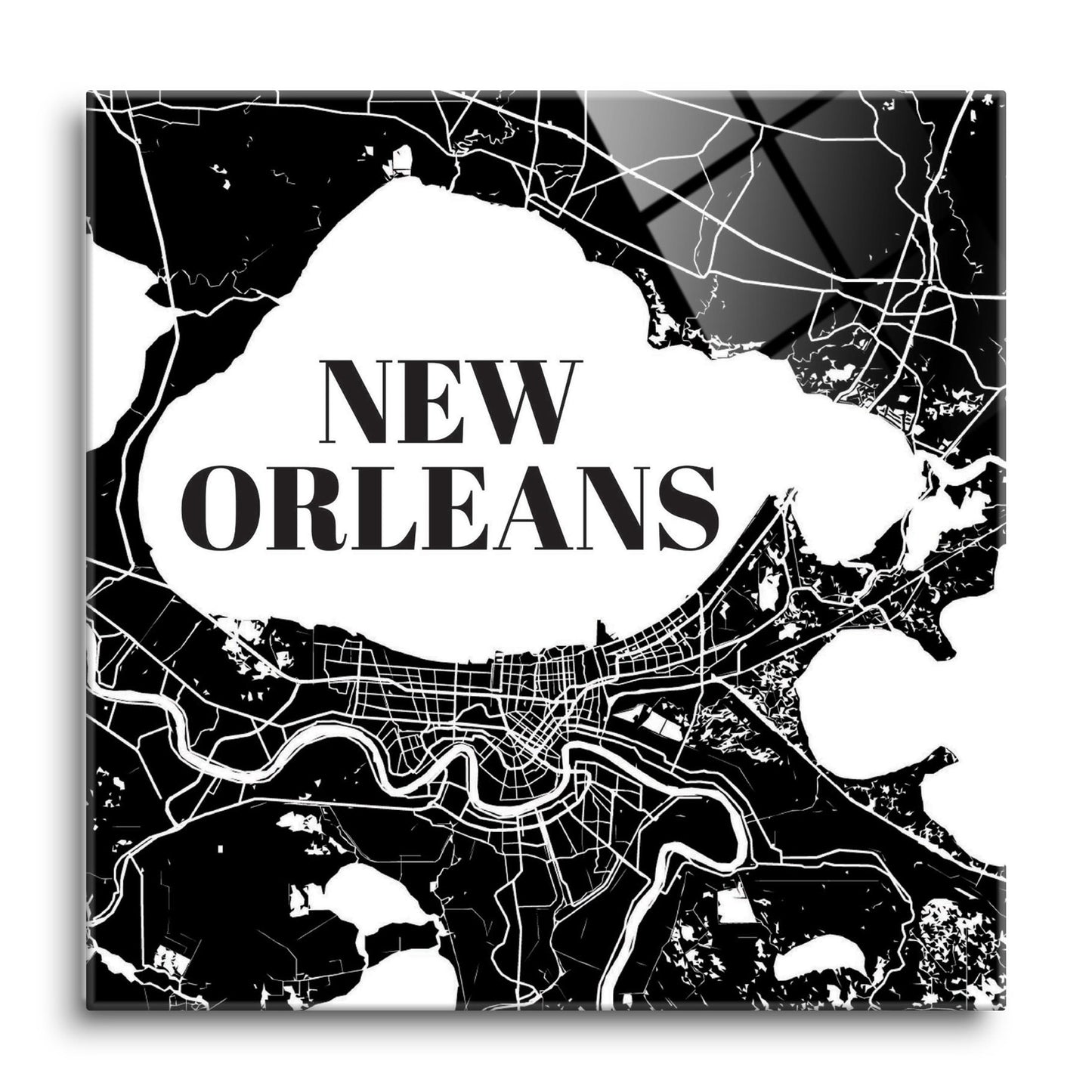 Modern Louisiana New Orleans Map | Hi-Def Glass Art | Eaches | Min 1