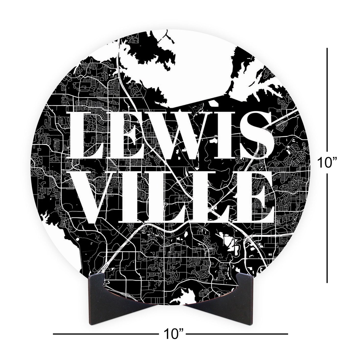 Minimalistic B&W Texas Lewisville Map | Wood Sign | Eaches | Min 1