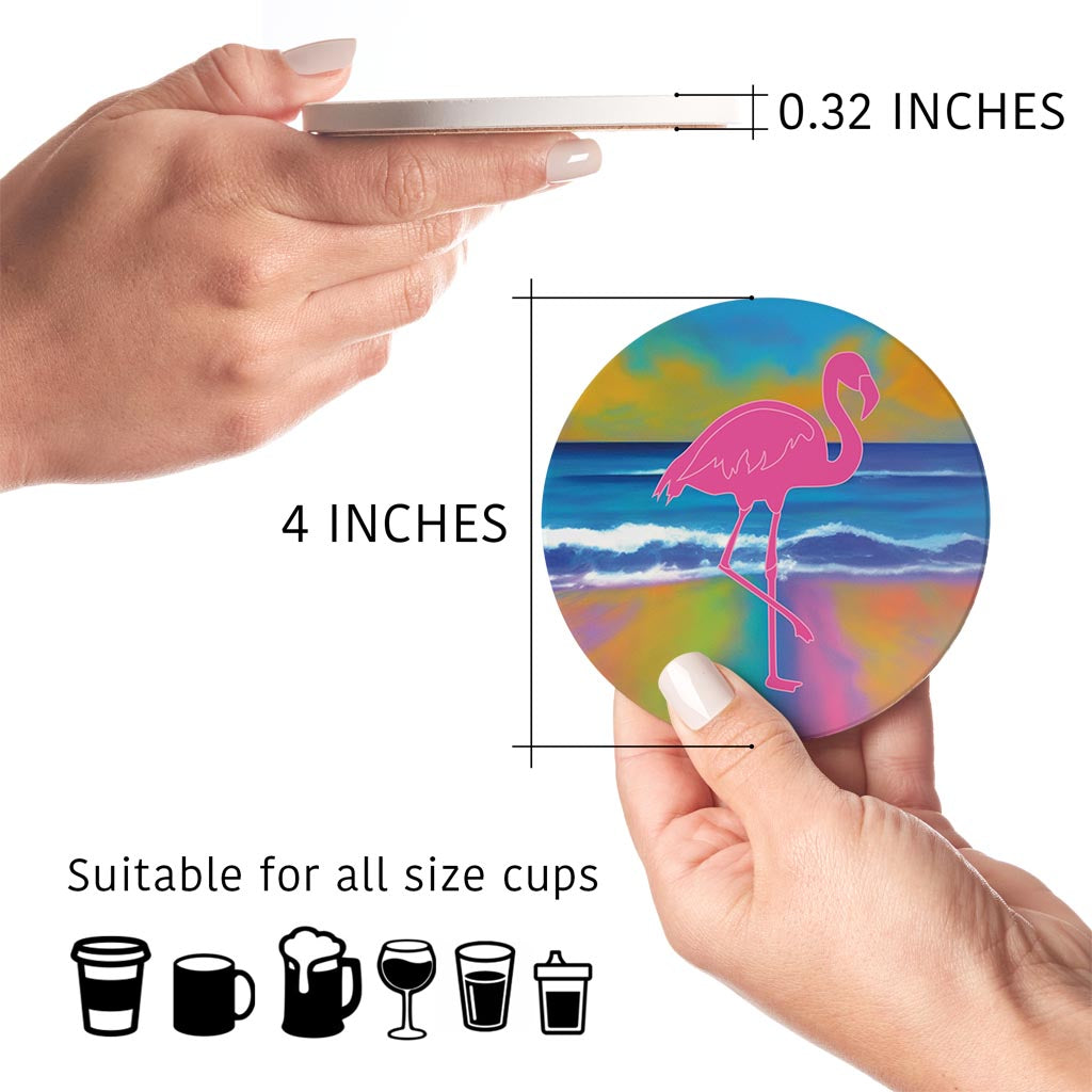 Florida Pink Flamingo Icon| Absorbent Coasters | Set of 4 | Min 2