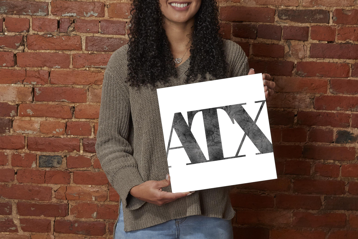Minimalistic B&W Texas Austin White Initials | Wood Sign | Eaches | Min 2