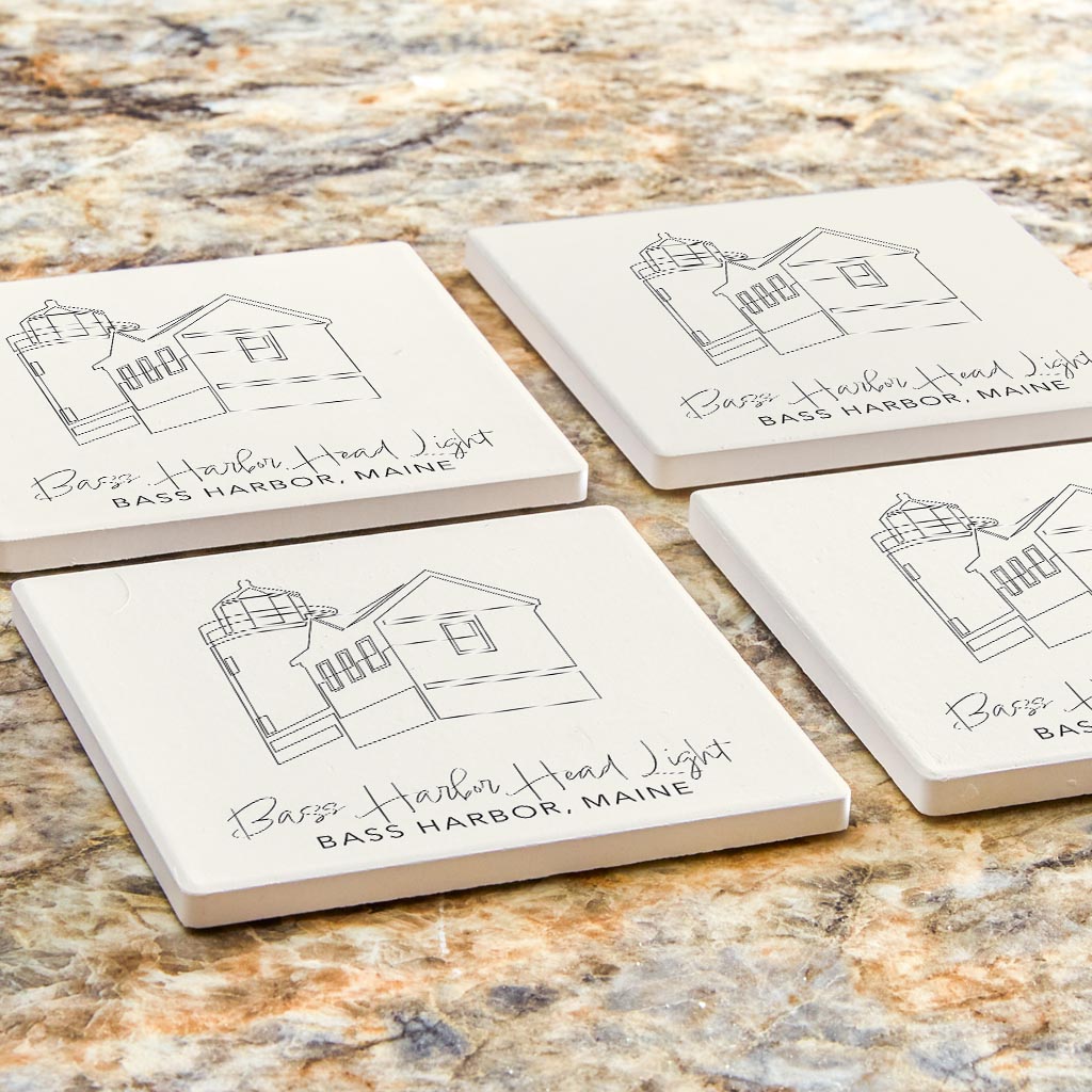 Bass Harbor Head Light| Absorbent Coasters | Set of 4 | Min 2