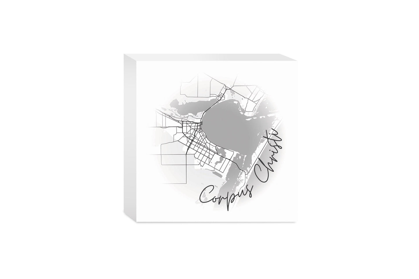 Minimalistic B&W Texas Corpus Christi Circle Map| Wood Block | Eaches | Min 4