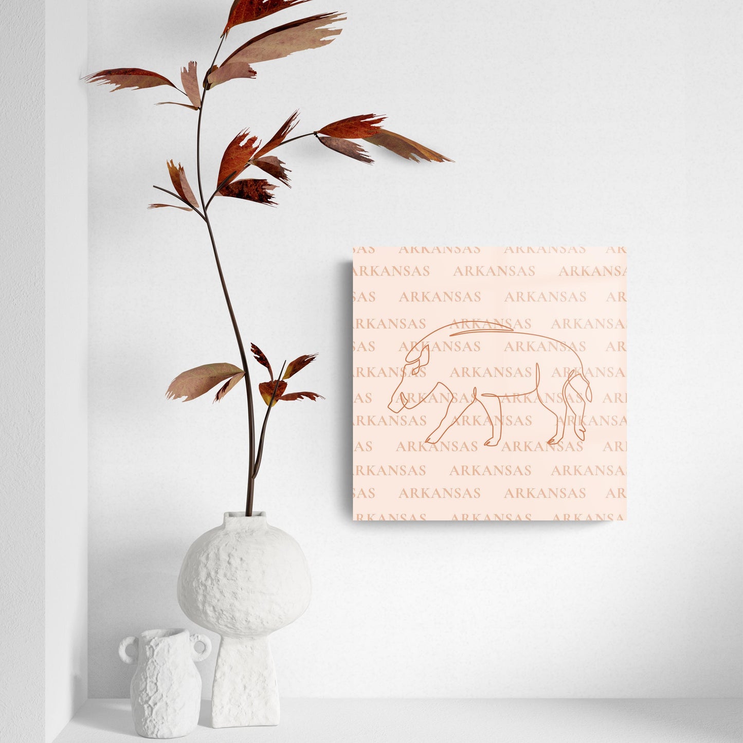 Modern Minimalist Arkansas Hog Line Drawing | Hi-Def Glass Art | Eaches | Min 2