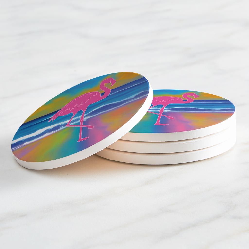 Florida Pink Flamingo Icon| Absorbent Coasters | Set of 4 | Min 2