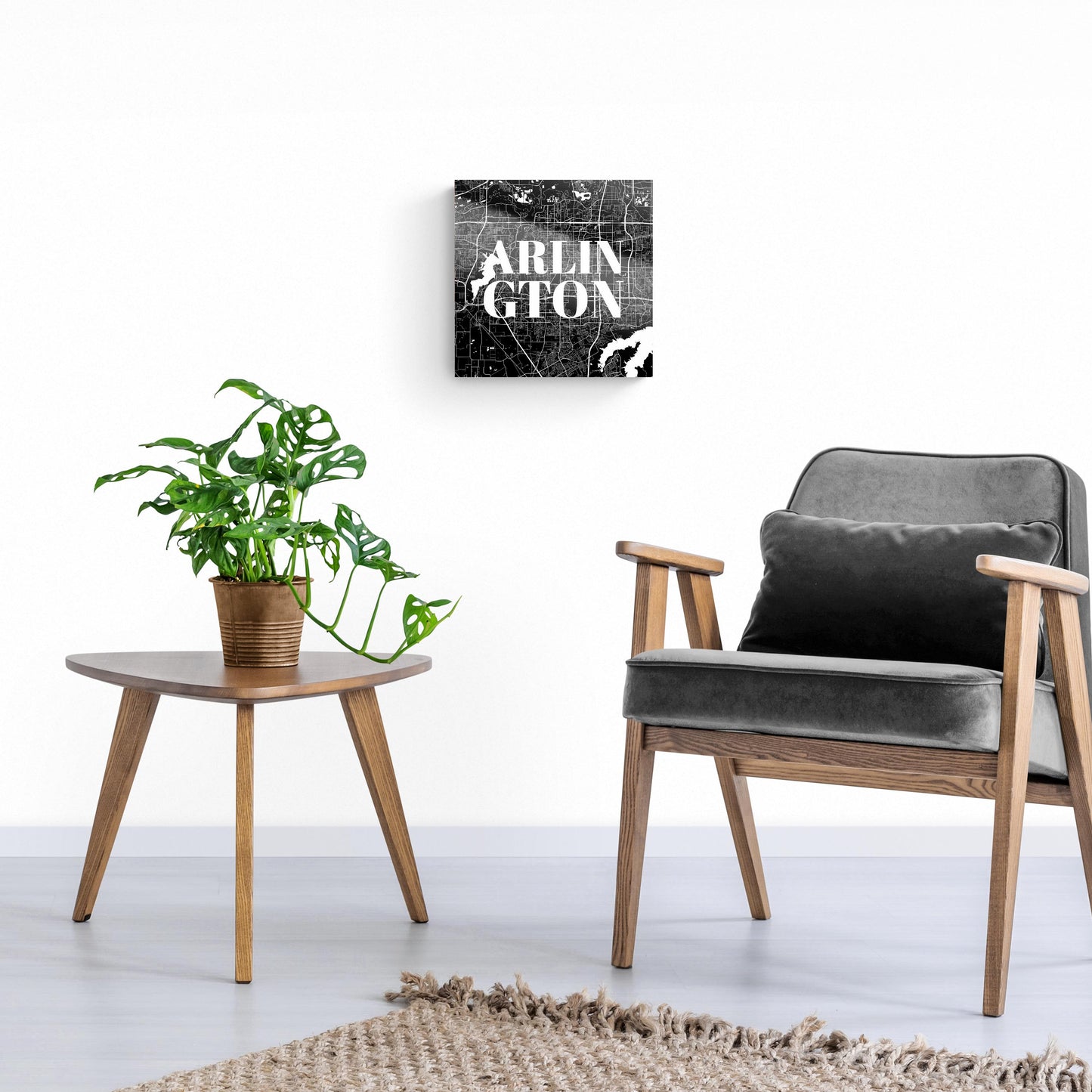 Minimalistic B&W Texas Arlington Map | Hi-Def Glass Art | Eaches | Min 1