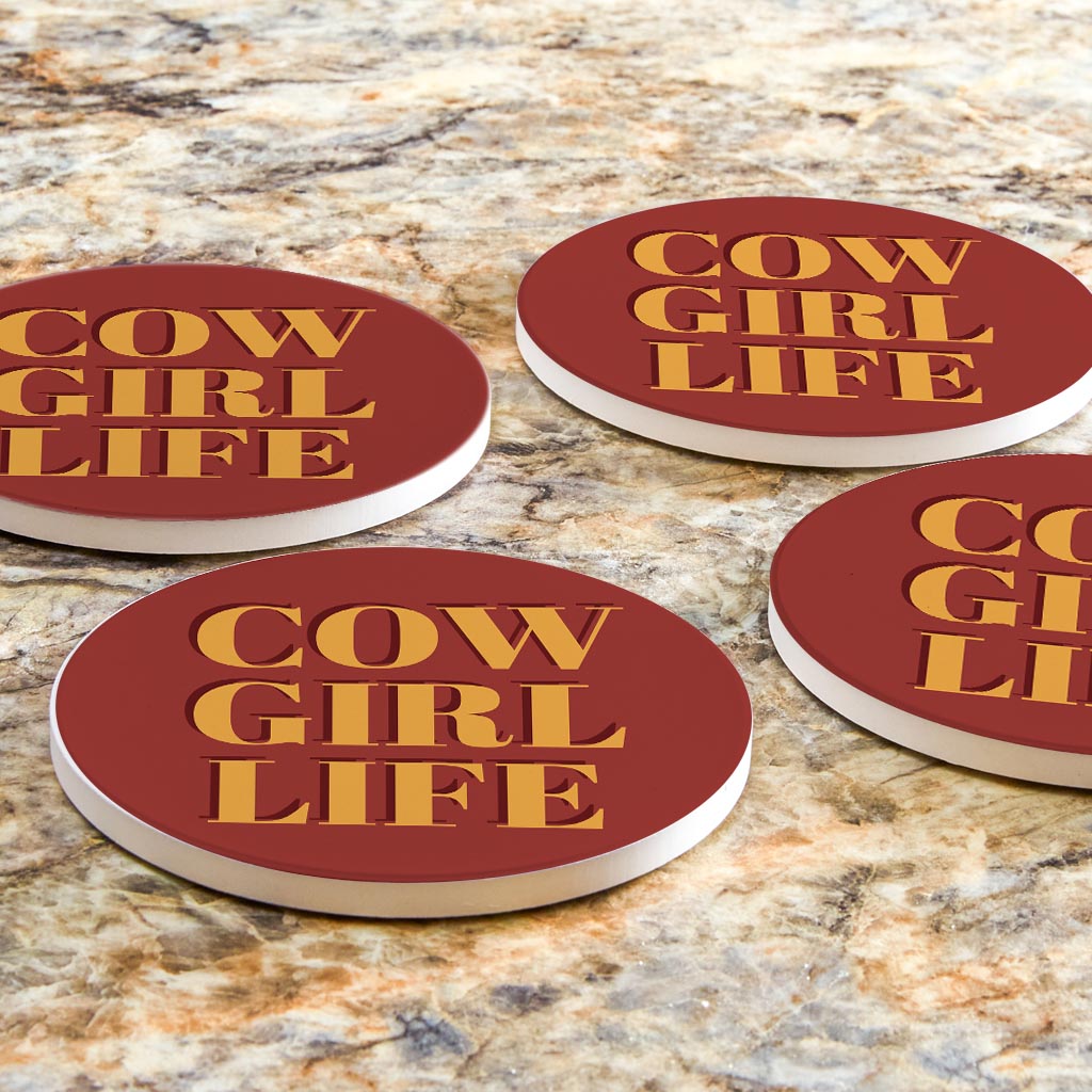 Modern Minimalist Oklahoma Cowgirl Life| Absorbent Coasters | Set of 4 | Min 2