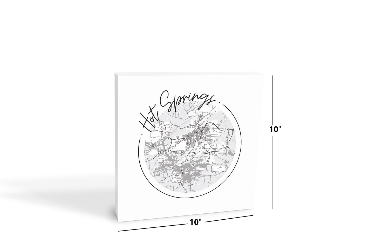 B&W Minimalist Arkansas Hot Springs Circle Map | Wood Block | Eaches | Min 2