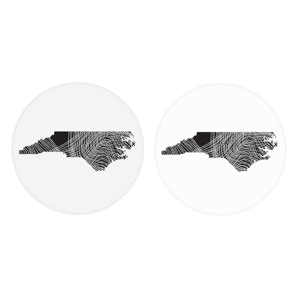 Minimalistic B&W North Carolina Black Fluid Lines| Absorbent Car Coasters | Set of 2 | Min 4